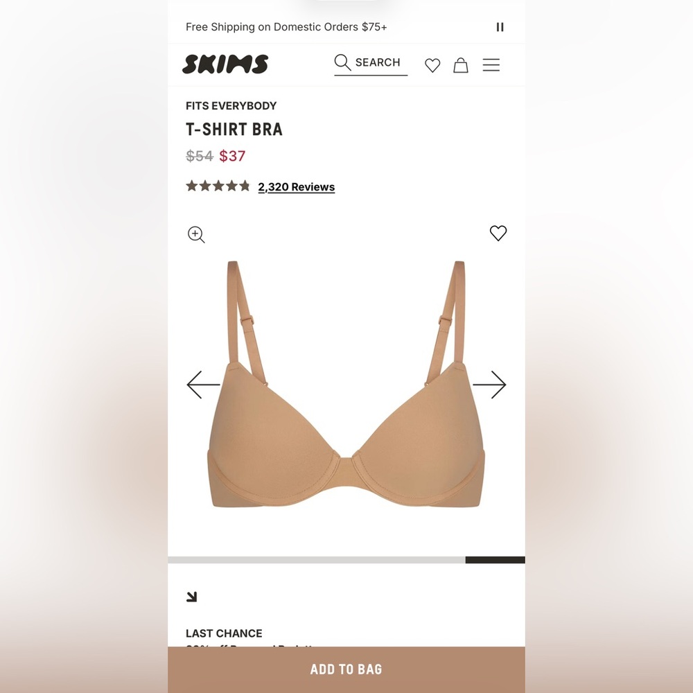 NWT SKIMS Fits Everybody T-Shirt Bra